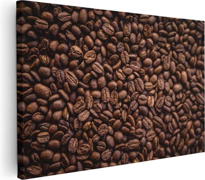 Artaza Canvas Schilderij Koffie Stilleven - 30x20 cm - Klein - Muurdecoratie Keuken - Wanddecoratie Koffiebonen - Kamer Accessoires