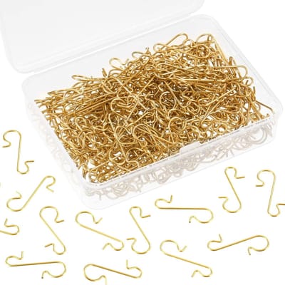 200 stuks kerstversieringhaken, ornamenthangers, kerstmetalen draadhaken met opbergdoos voor kerstboomversiering (goud)