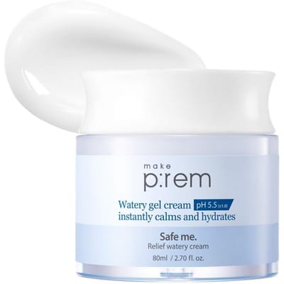 Make Prem Safe Me Relief Watery Fabriqué en Contient de l'Extrait de Tige d'Opuntia Crème, 80ml, Corée, 74% Ficus-Indica white