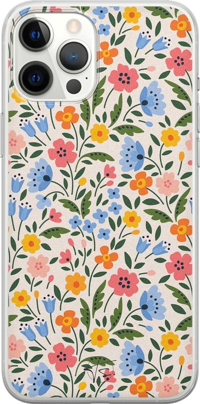Hoesje geschikt voor iPhone 12 Pro Max - Romantische bloemen - Soft Case - TPU - Bloemen - Multi - Mooie Telefoonhoesjes