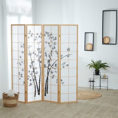 Homestyle4u Kamerscherm - 176x179 cm - bruin - 4-delig - bamboepatroon