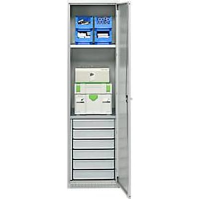 Schäfer Shop Genius materiaalkast FS, 5 OH, afsluitbaar, 2 legborden/6 laden, tot 250 kg, B 545 x D 520 x H 1950 mm, staal, lichtgrijs/lichtgrijs