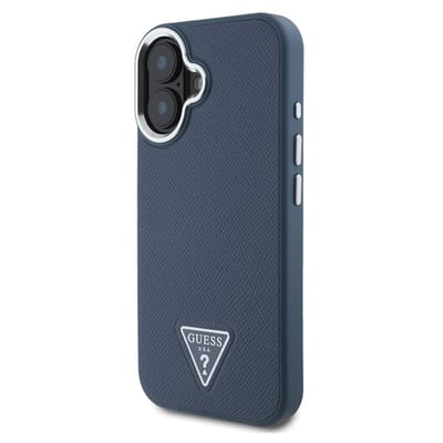 Guess Grained Triangle Case geschikt voor MagSafe geschikt voor iPhone 16 - Blue