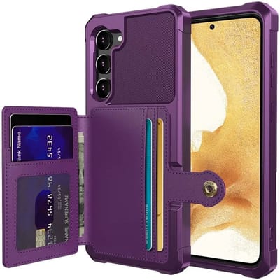 Portemonnee Hoesje Geschikt voor de Samsung Galaxy S23 - Back Cover met Pasjeshouder - Telefoonhoesje voor Pinpas - Kaarthouder op Achterkant - Case met Magneet voor Auto Houder Paars