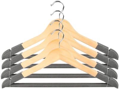 Urban Living Kledinghangers Nordic - grijs - 8x stuks - hout - garderobe hangers
