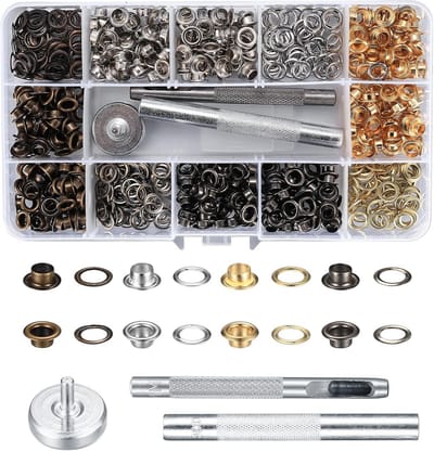 400 Delige Eyelets Set Koper 5mm - 4 Kleuren + Tools voor Schoenen, Leren Tassen en DIY