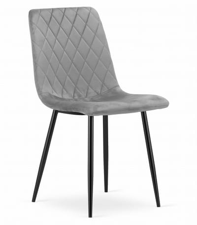 Eetkamerstoel TURIN Lichtgrijs – Velvet Bekleding, Modern, Ergonomisch Design, Zwarte Metalen Poten, Max. 120 kg