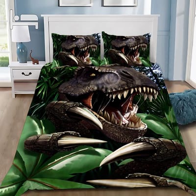 Heet J-Jurassic Dinosaurus Park Wereld Dekbedovertrek Kussensloop Dinosaurus Beddengoed Set Volwassen Jongen Meisje Slaapkamer Decoratie Enkel Dubbel 220*240cm 3pcs