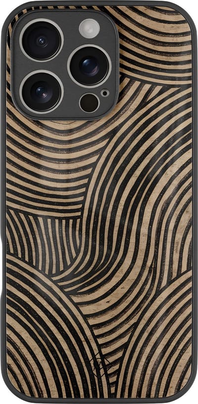Casimoda® hoesje - Geschikt voor iPhone 16 Pro - Ebony Waves - Luxe Hard Case Zwart - Backcover telefoonhoesje - Zwart