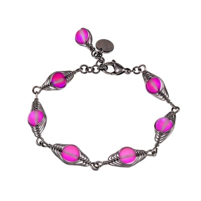 16 tot 19cm Armband Dames - RVS Zilverkleur - Visgraat Armband met Matroze Kristallen - Roze Armband - Verstelbaar
