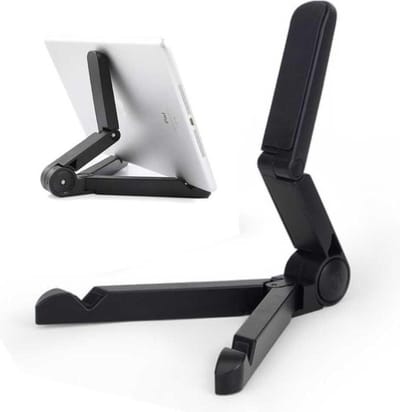 Universele tablet en of smartphone standaard - zwart - verstelbaar - makkelijk inklapbaar - 7-12 inch - iPad -  ergonomisch
