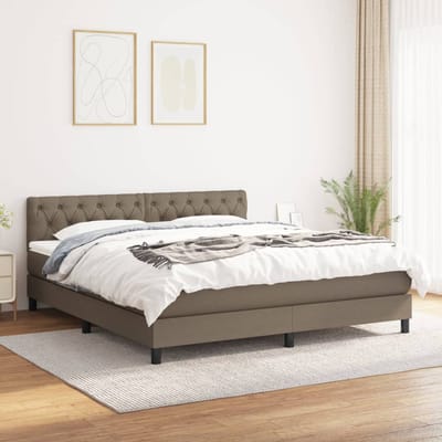 vidaXL - Boxspring - met - matras - stof - taupe - 160x200 - cm