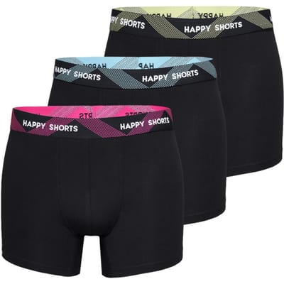 Happy Shorts 3-Pack Boxershorts Heren Zwart - Maat S