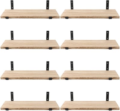 Dailygoods- Zwevende Planken Set van 8 - Wandplanken Hout - Rustieke Wandplanken - 40 x 15 x 1,5 cm - Inclusief Schroeven - Perfect voor Slaapkamer/Bureau