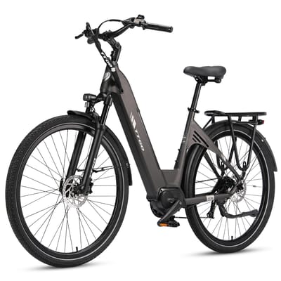 TTGO C7 SE Elektrische Fiets, 36V 18AH Lange Afstand Ebike met Bafang Middenmotor, Shimano 9-Speed geel