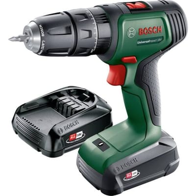 Bosch Home and Garden UniversalImpact 18V Accu-klopboor/schroefmachine 2 snelheden Incl. 2 accus, Incl. lader, Incl. koffer