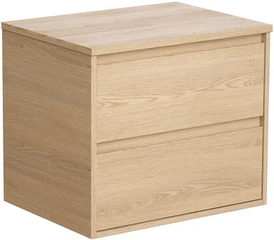 Vente-unique Meubel voor onder hangwastafel met plank - Eikenfineer - 60 cm - MILIPAM