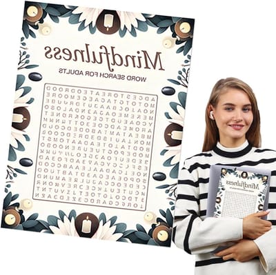 Woordzoekboeken - Puzzelboeken - Mindfulness Oefenen - Stapsgewijze Tips - 21 x 28.5 cm - Kaars