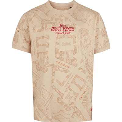 Harry Potter Oversized T-shirt - Marauder's Map - Oversized - M tot XXL - voor Mannen - zand