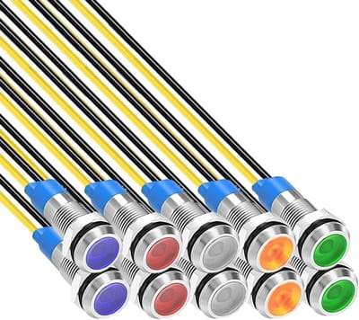10 Stuks 6mm 230V AC LED Metalen Indicatorlamp - Waterdichte Signaallampen in Groen, Oranje, Rood, Blauw en Wit voor Diverse Toepassingen