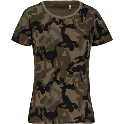 Kariban Dames-t-shirt camo korte mouwen K3031 - Olive Camouflage - L