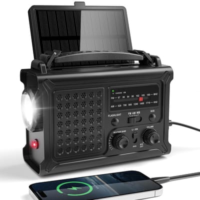 Unyqoos® Draagbare noodradio met zwengel en zonnepaneel voor buitenactiviteiten en noodsituaties