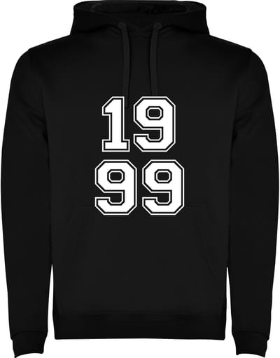 Zwarte Hoodie Varsity College Cijfers 1999 - Cijfers Wit - Opvallend Stoer - Mooi Maat M