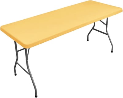 Tafelhoes Rechthoekig - Tafelbeschermer Elastisch - Buiten Tafelen - Stofdicht Vuilafstotend - 183 x 76 cm - Gouden Geel