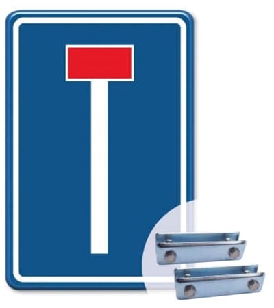 Verkeersbord Doodlopende weg - L08 - Weerbestendig Aluminium - 40x60 cm - Bevestiging: Met hekbeugels (voor spijlen- of gaashek)