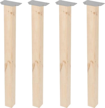 FLE - Tafelpoot vierkant 5 bij 5 cm en hoogte 72 cm van massief hout - 4 stuks