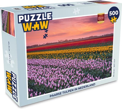 Puzzel Paarse tulpen in Nederland - Legpuzzel - Puzzel 500 stukjes