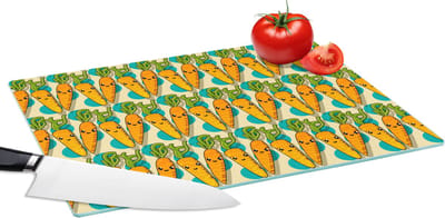 Glazen Snijplank - 39x28 - Patroon - Eten - Wortel - Snijplanken Glas