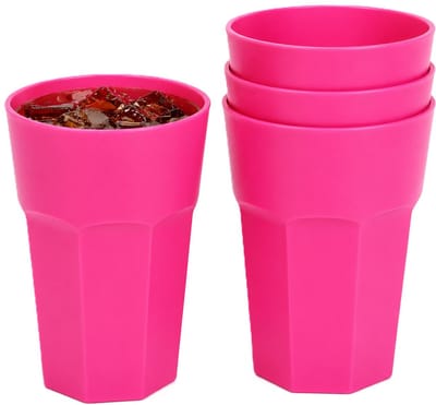 Plasticforte onbreekbaar drinkglas - 4x - kunststof - roze - 520 ml - drinkglazen - lichtgewicht - 9 x 13 cm - stapelbaar