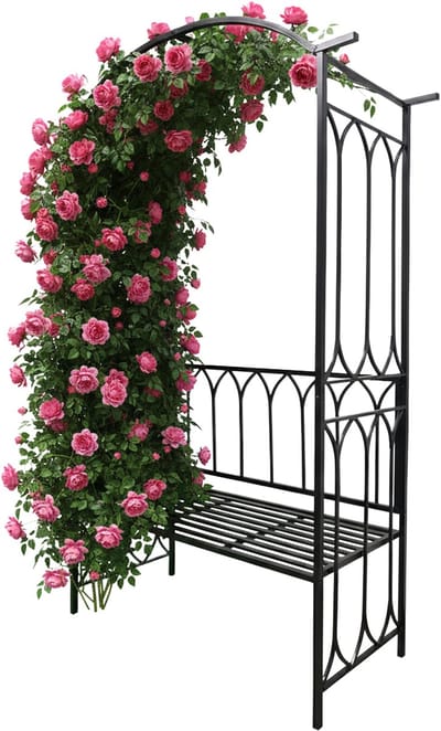 Rozenboog - staal - zwart - 134x210x48 cm - voor klimplanten