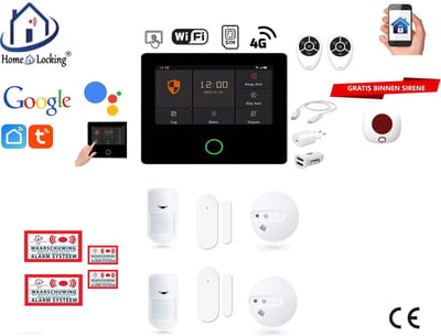 Draadloos alarmsysteem voor woning/camper/boot/caravan werkt met wifi en sim kaart en met spraakgestuurde apps. (Nederlands of Frans stem en tekst) ST01A-19