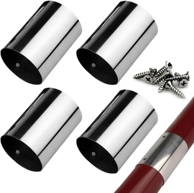 Set van 4 Ultra-Dunne 45mm Railing Verbindingen van RVS, Inclusief 8 RVS Schroeven voor Trapleuningen en Balustrades