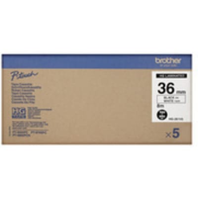 Brother HGe-261V5 Labeltape Set van 5 stuks Tapekleur: Wit Tekstkleur: Zwart 36 mm 8 m