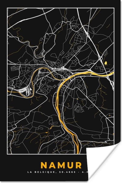 Poster Namur - Goud - Kaart - Stadskaart - Plattegrond - 120x180 cm XXL