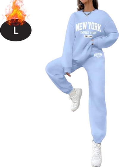 Nivard Joggingpak - Huispak - Volwassenen - Trainingspak - Comfortabel - Joggingsbroek - Tracksuit - Dames - Winter - Lichtblauw - L