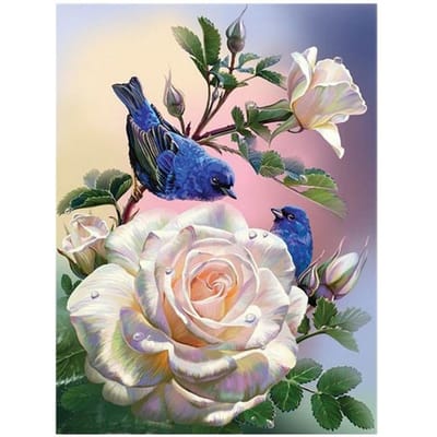 Diamond Painting Cross Stitch Rose Flower Bird Strass Borduurmozaïek Kit Picture Home 20X30CM gray
