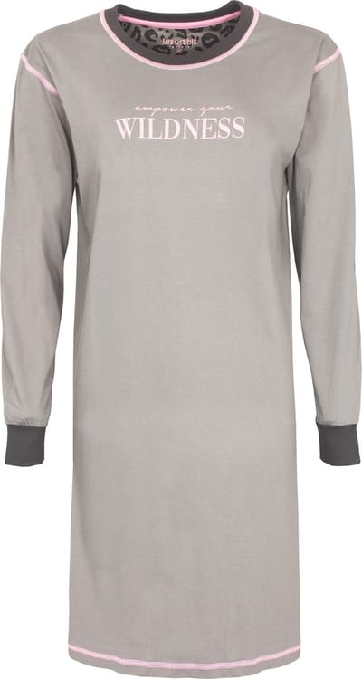 Irresistible Dames Nachthemd - Lange Mouwen - Licht Grijs - Maat S