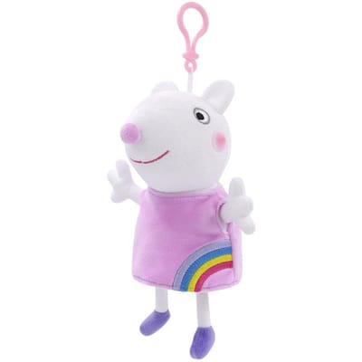 Originele Peppa Pig Pluche Speelgoed voor Kinderen Kleine Bedel Poppetje Sleutelhanger Tas Bedel Verjaardagscadeau voor Kinderen 19cm white