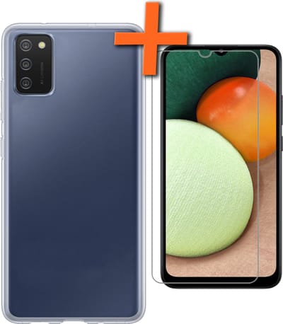 Hoes - Met Screenprotector - Geschikt voor Samsung Galaxy A02s - Sterk & Shockproof - Back Cover - Siliconen Case - Telefoon Hoes - Transparant