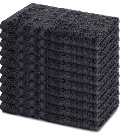 Lavea® Set van 10 handdoeken 30x50 cm, 100% katoen – Zacht en absorberend – Voor thuis, hotel, spa en gasten – Perfect als handdoek / gastendoekje – Antraciet