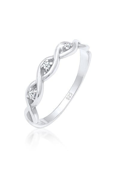 Elli PREMIUM - Ring - damesknoop infinity met diamant (0.045 ct.) in 925 sterling zilver - Dames