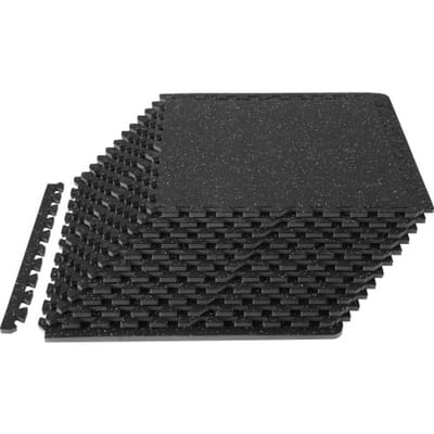 VEVOR EVA Foam Vloermatten, Sportschoolvloerset, 61 x 61 cm, Zwart & Grijs 12-delige Antislip In elkaar grijpende Puzzeltegels Beschermende Vloerset voor Thuis, Training, Garage