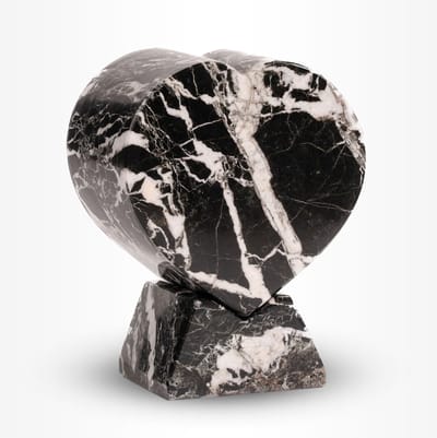 Natuursteen Urn Hart Middel 500 ml Zwart Wit - Urn voor Menselijke As - Crematie Urn voor As Volwassenen