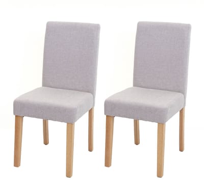 Set van 2 eetkamerstoelen Keukenstoel Littau ~ textiel, crème-beige, lichtgekleurde poten
