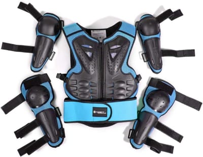 Beschermende Kleding Set - Kinder Bescherming - Buitensporten - Flexibel en Ademend - 5-13 Jaar - Blauw Zwart