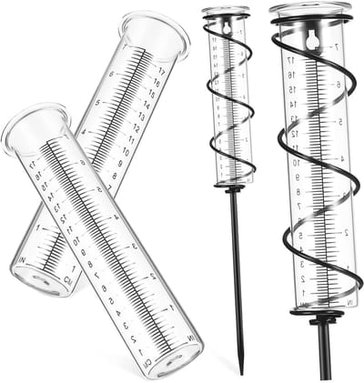 POPETPOP 1 Set regenmeter regenwater meter watermeter voor regen spiraal container hek decoraties tuinornamenten vissen regen opslag buis regen opslag containers regen peilglas ijzer